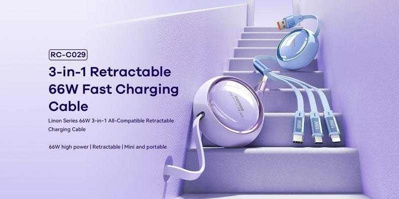 KABELIS REMAX LINON SERIES 66W 3IN1 USB-C/MICRO/LIGHTNING RC-C029 VIOLETINIS