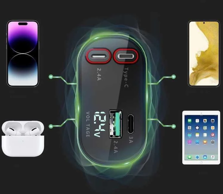 AUTOMOBILINIS ĮKROVIKLIS T-PHOX FLEXIT 4IN1 86W PILKAS