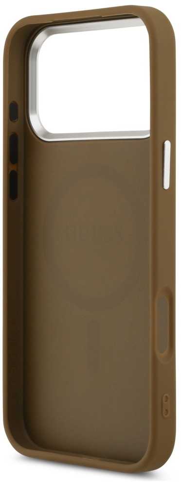 GUESS dėklas, skirtas IPHONE 17 Pro, suderinamas su MagSafe GUHMP17LPSDTSCMW (PU su trikampio logotipu), rudas