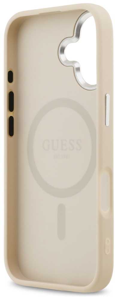 Guess Triangle Logo MagSafe dėklas skirtas Apple iPhone 17 rusvai gelsvas