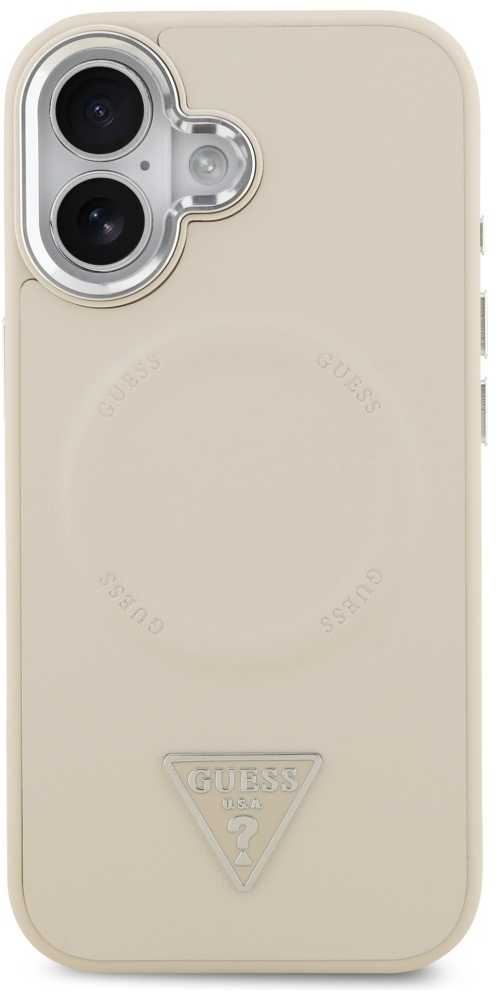 Guess Triangle Logo MagSafe dėklas skirtas Apple iPhone 17 rusvai gelsvas