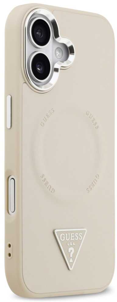 Guess Triangle Logo MagSafe dėklas skirtas Apple iPhone 17 rusvai gelsvas