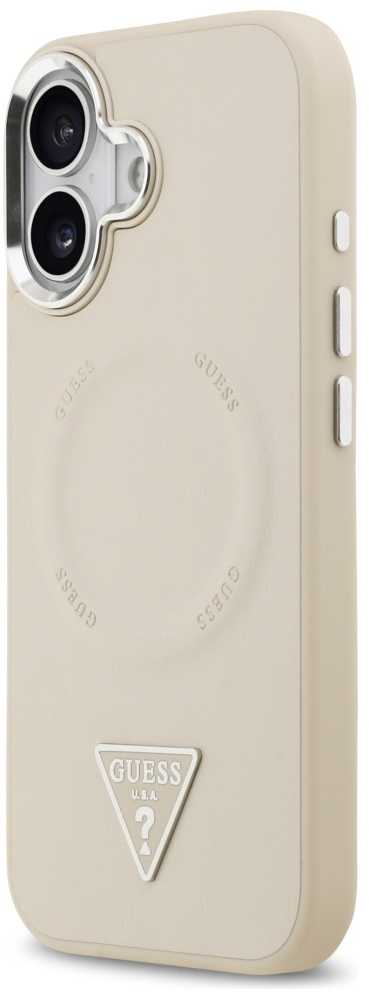 Guess Triangle Logo MagSafe dėklas skirtas Apple iPhone 17 rusvai gelsvas