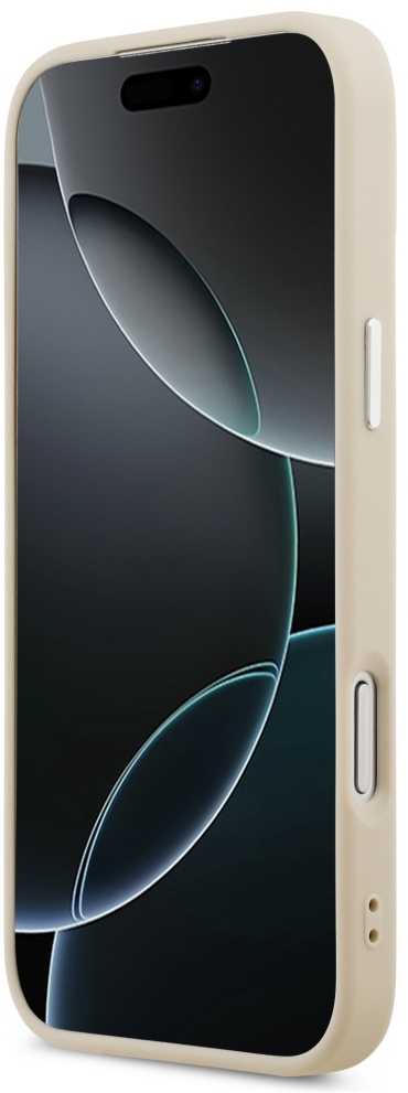Guess Triangle Logo MagSafe dėklas skirtas Apple iPhone 17 Pro Max rusvai gelsvas