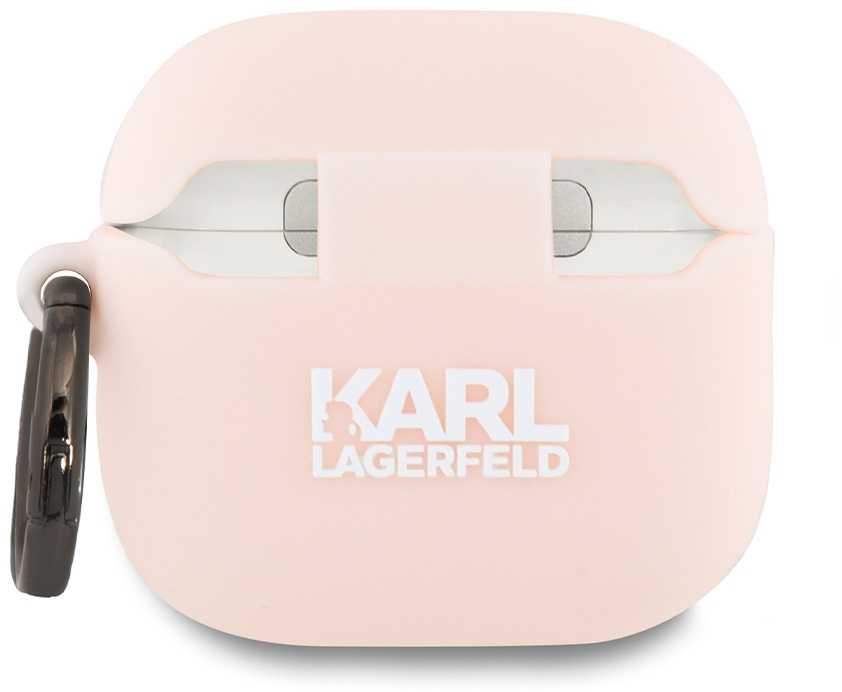 Dėklas Karl Lagerfeld KLA4RUNCHP AirPods 4 cover rožinės spalvos silikoninis Choupette Head 3D
