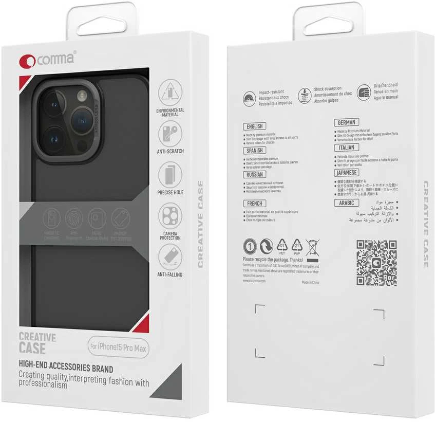 Comma dėklas, skirtas Joy Elegant, skirtas iPhone 15 Pro Max tamsiai violetinės spalvos inės spalvos inės spalvos