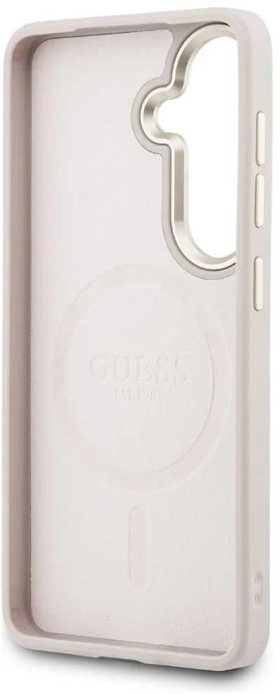 Guess PU Leather 4G Gold Frame Magnetic dėklas skirtas Samsung Galaxy S26+ rožinės spalvos