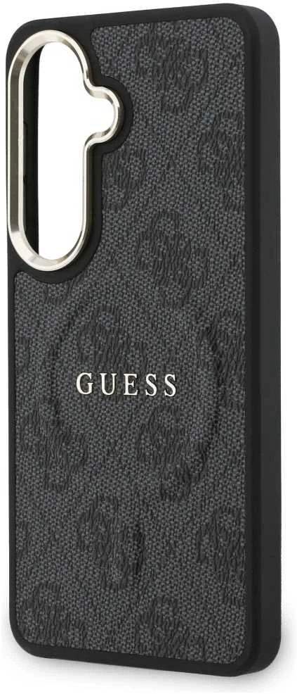 Guess PU Leather 4G Gold Frame Magnetic dėklas skirtas Samsung Galaxy S26 juodos spalvos