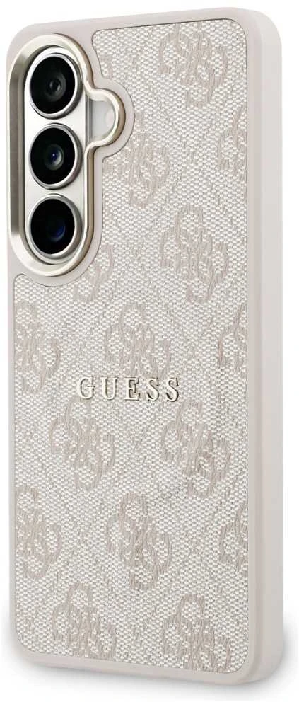 Guess PU Leather 4G Gold Frame Magnetic dėklas skirtas Samsung Galaxy S26+ rožinės spalvos