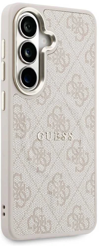 Guess PU Leather 4G Gold Frame Magnetic dėklas skirtas Samsung Galaxy S26+ rožinės spalvos