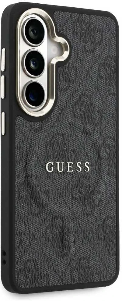 Guess PU Leather 4G Gold Frame Magnetic dėklas skirtas Samsung Galaxy S26 juodos spalvos