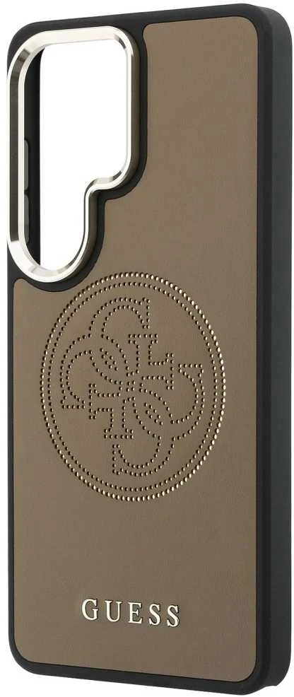 Guess PU Perforated 4G Logo Magnetic dėklas skirtas Samsung Galaxy S26 Ultra rudos spalvos
