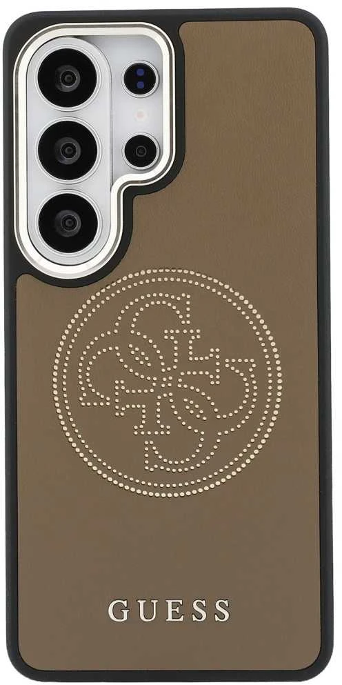 Guess PU Perforated 4G Logo Magnetic dėklas skirtas Samsung Galaxy S26 Ultra rudos spalvos