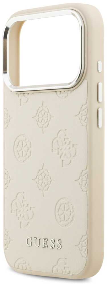 Guess Peony Hot Stamp Script MagSafe dėklas skirtas Apple iPhone 17 Pro rusvai gelsvas