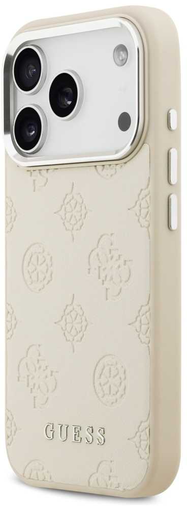 Guess Peony Hot Stamp Script MagSafe dėklas skirtas Apple iPhone 17 Pro rusvai gelsvas