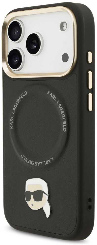 Karl Lagerfeld Big Strap Karl Metal Logo MagSafe dėklas skirtas Apple iPhone 17 Pro Juodas