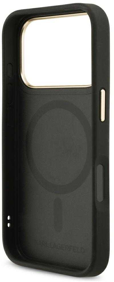 Karl Lagerfeld Big Strap Karl Metal Logo MagSafe dėklas skirtas Apple iPhone 17 Pro Juodas