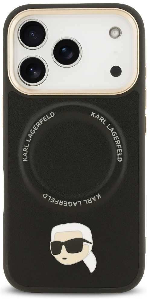 Karl Lagerfeld Big Strap Karl Metal Logo MagSafe dėklas skirtas Apple iPhone 17 Pro Juodas