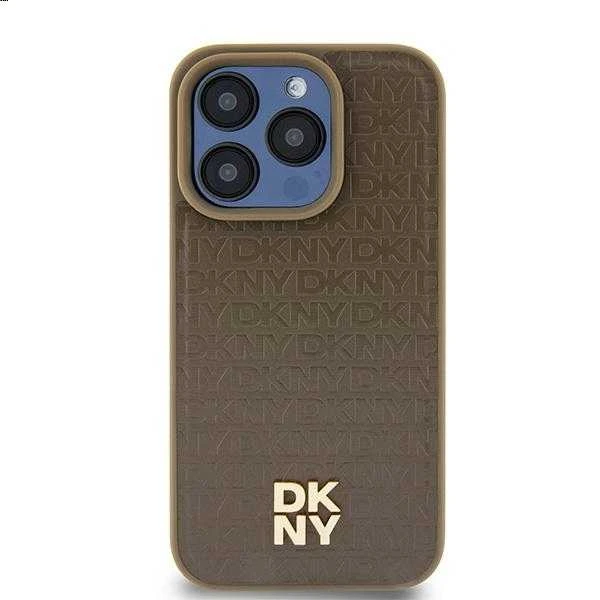 Apple iPhone 15 Pro Max DKNY dėklas odinis Mono Stripe & Metal Logo (DKHCP15XPRTHSLK) juodos spalvos