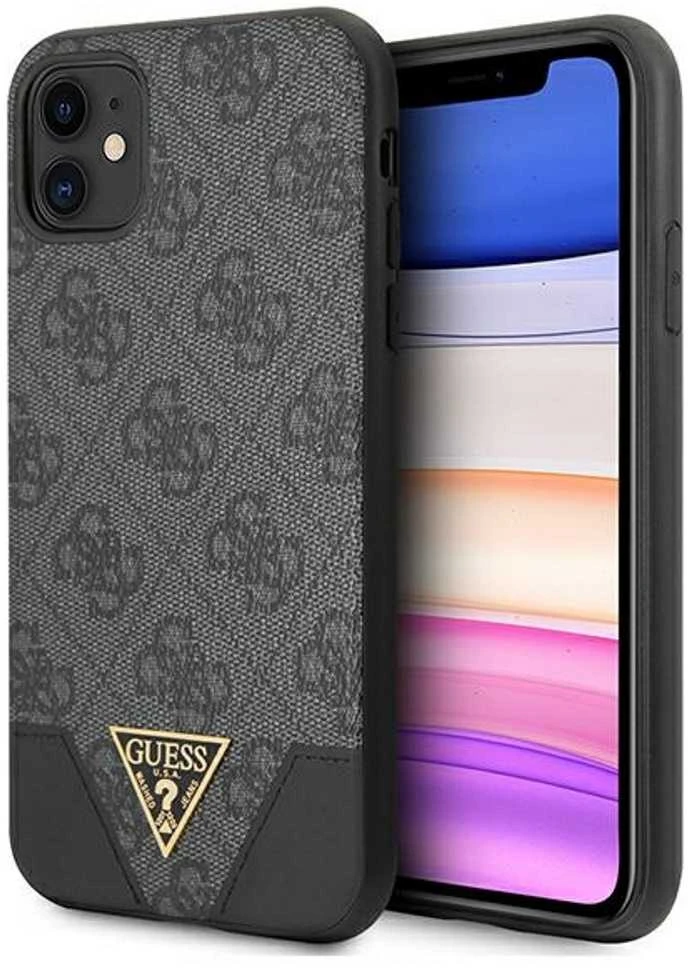 Apple iPhone 11 Guess dėklas 4G Triangle Collection GUHCN61PU4GHBK pilkos spalvos