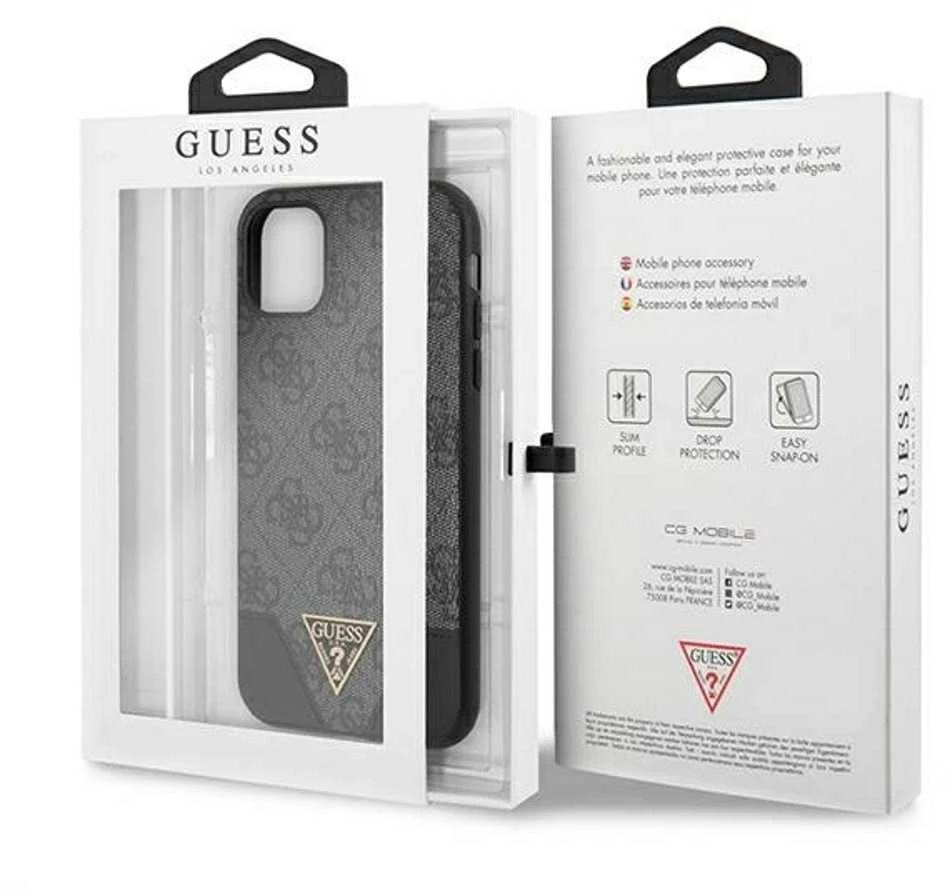 Apple iPhone 11 Guess dėklas 4G Triangle Collection GUHCN61PU4GHBK pilkos spalvos