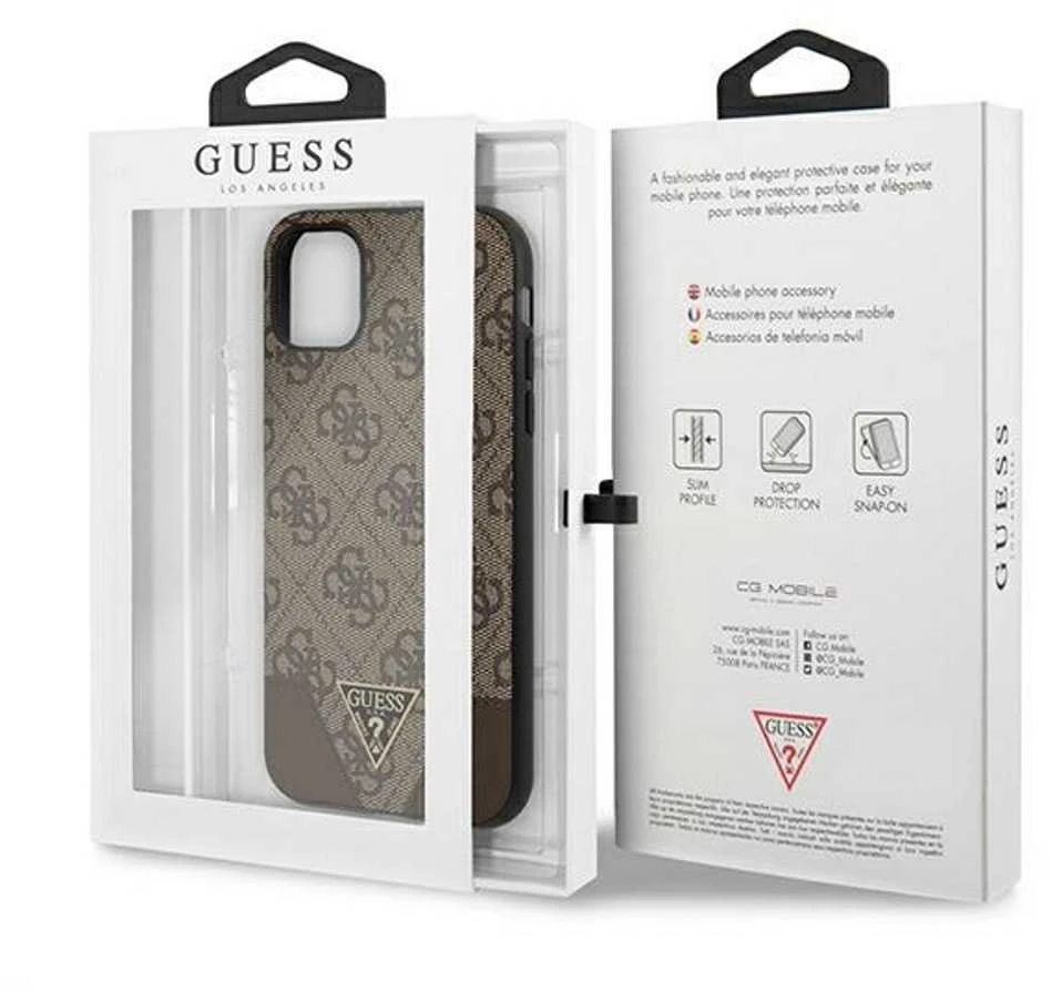 Guess GUHCN61PU4GHBR Apple iPhone 11 6,1″ / Xr 6,1″ rudos spalvos kietas dėklas 4G Triangle Collection