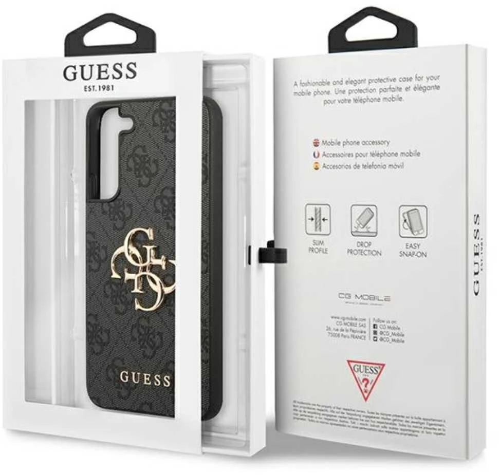 Samsung Galaxy S23 Guess dėklas 4G Big Metal Logo (GUHCS23S4GMGGR) pilkos spalvos