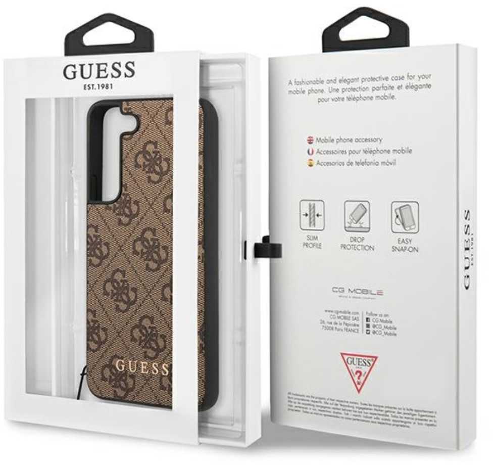 Dėklas GUESS GUHCS23SGF4GBB S23 S911 BRONZE/BROWN HARDCASE 4G CHARMS COLLECTION