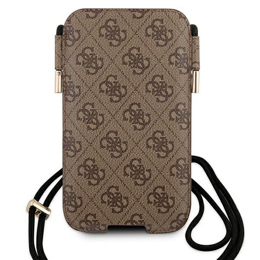 „Guess 4G Big Metal Logo Pouch“ – telefono dėklas, dydis max 6,7 colio (ruda)