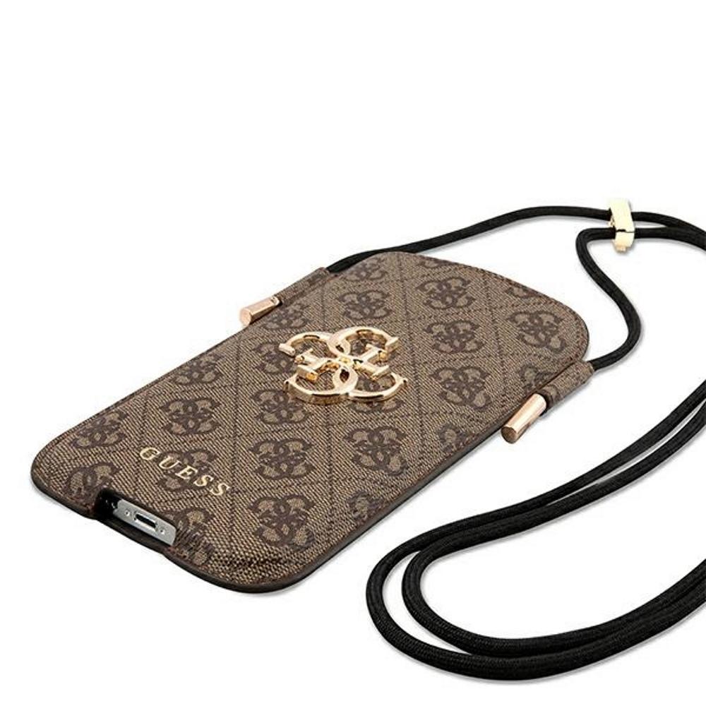 „Guess 4G Big Metal Logo Pouch“ – telefono dėklas, dydis max 6,7 colio (ruda)