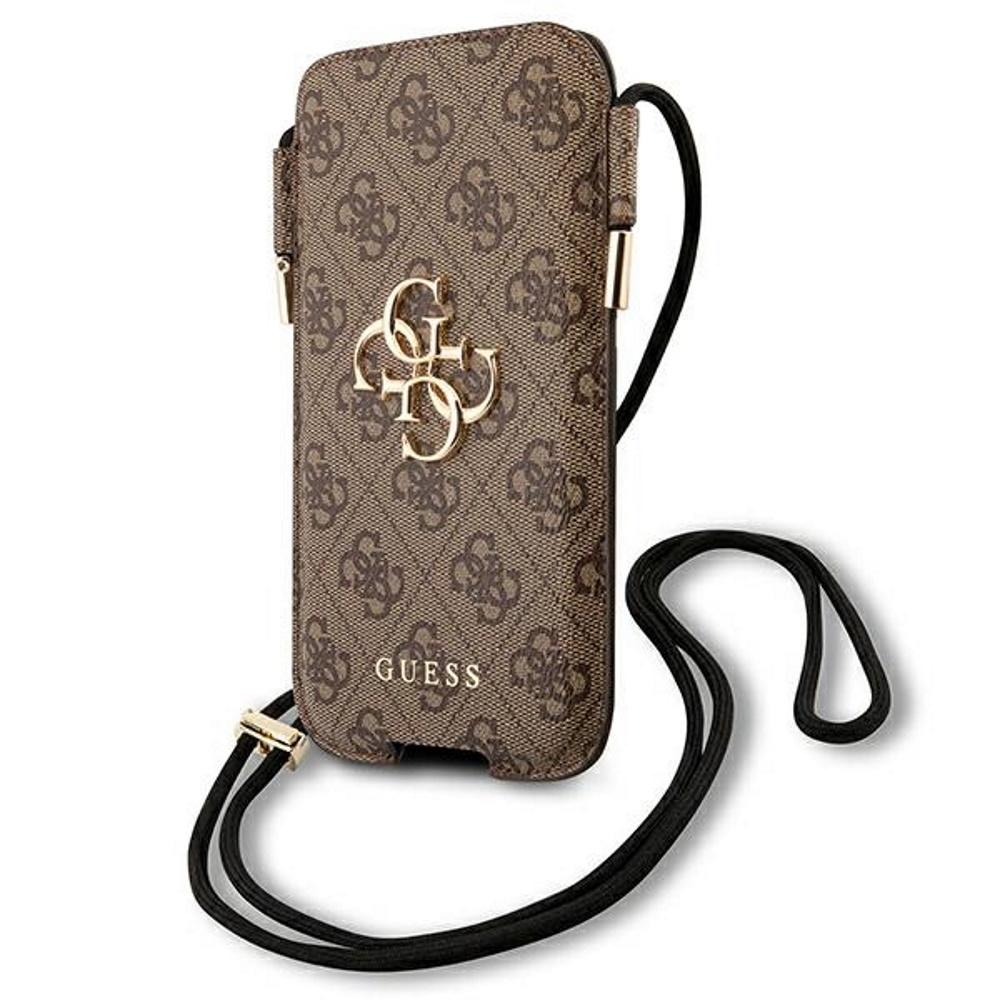 „Guess 4G Big Metal Logo Pouch“ – telefono dėklas, dydis max 6,7 colio (ruda)