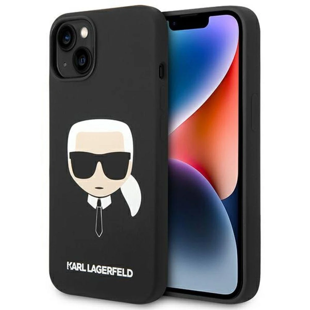 Dėklas Karl Lagerfeld KLHMP14MSLKHBK IPHONE 14 PLUS / 15 PLUS 6.7 "HARDCASE JUODA / Juodas SILICONE KARL`S HEAD MAGSAFE