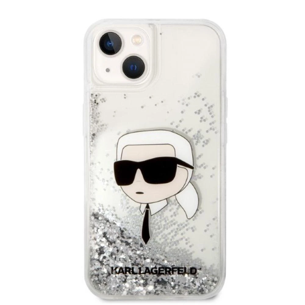 Karl Lagerfeld KLHCP14XLNKHCH Apple iPhone 14 Pro Max 6,7″ sidabrinis kietas dėklas Glitter Karl Head