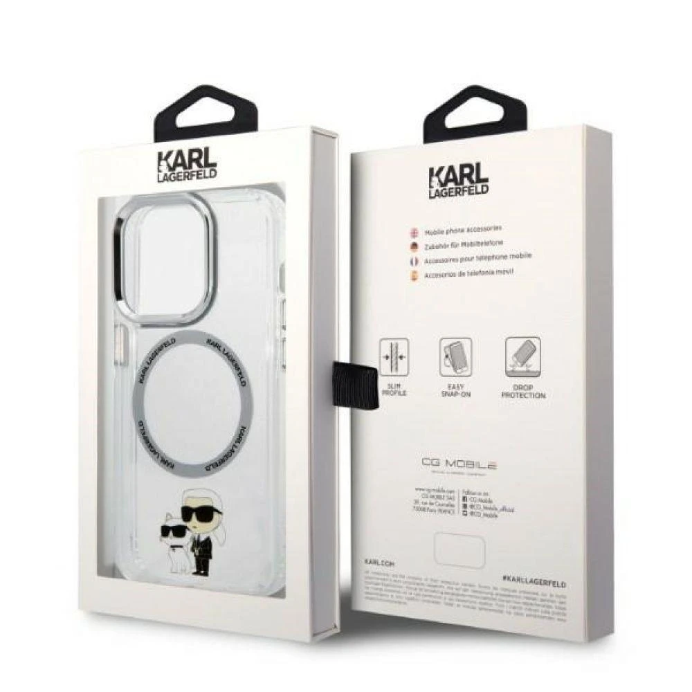 Karl Lagerfeld KLHMP14LHNKCIT Apple iPhone 14 Pro 6,1″ kietas dėklas skaidrus Iconic Karl&Choupette Magsafe