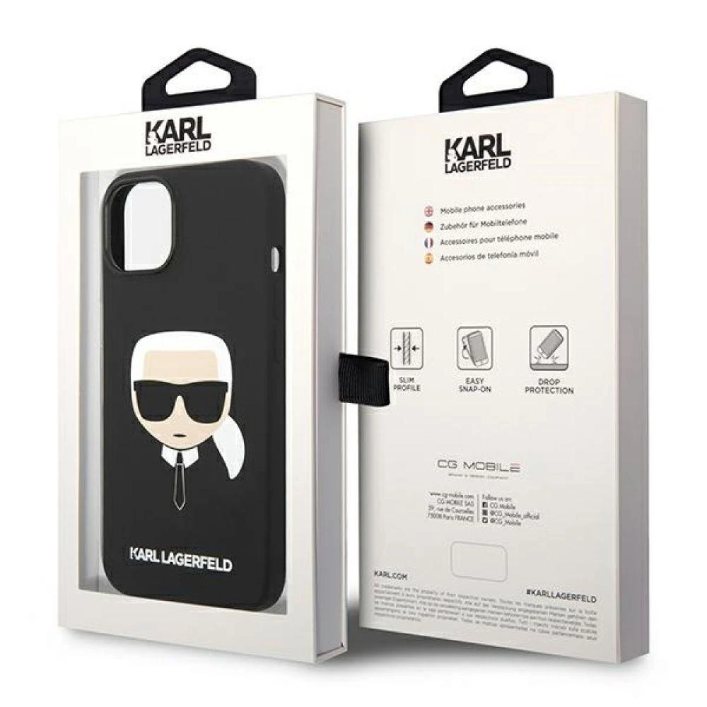 Dėklas Karl Lagerfeld KLHMP14MSLKHBK IPHONE 14 PLUS / 15 PLUS 6.7 "HARDCASE JUODA / Juodas SILICONE KARL`S HEAD MAGSAFE