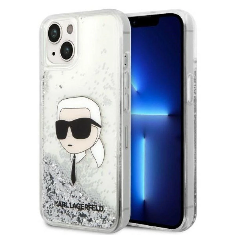 Karl Lagerfeld KLHCP14XLNKHCH Apple iPhone 14 Pro Max 6,7″ sidabrinis kietas dėklas Glitter Karl Head
