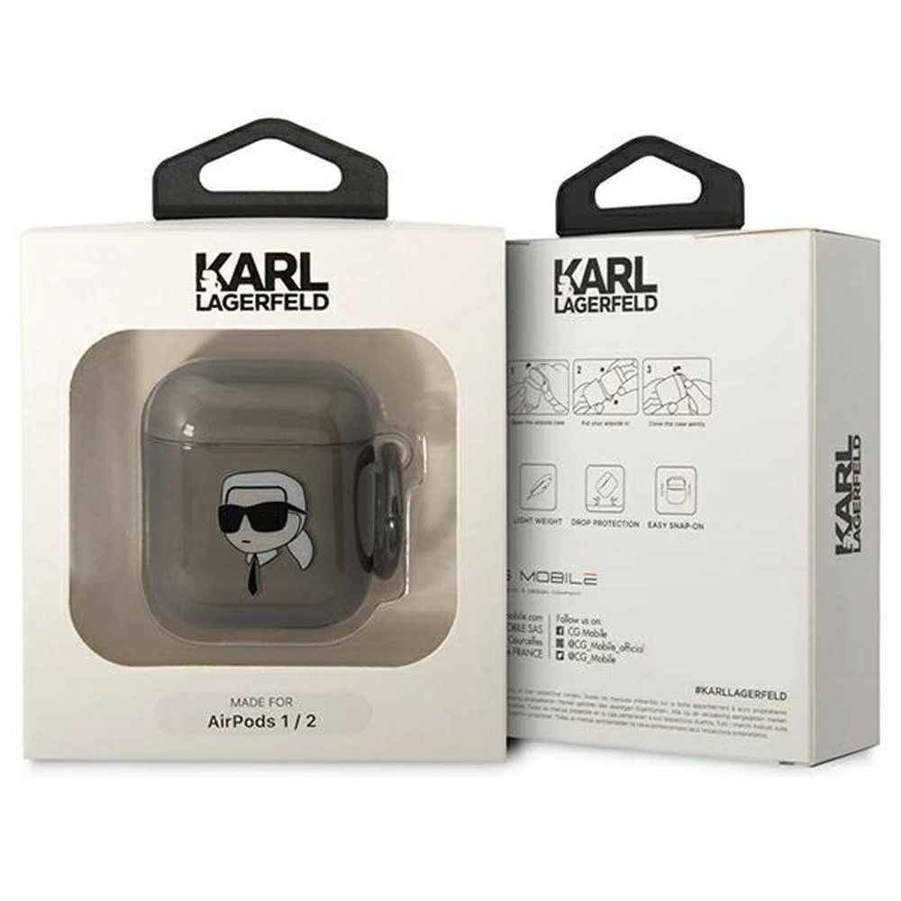 Karl Lagerfeld KLA2HNIKTCK AirPods 1/2 dėklas juodos spalvos Karl`s Head