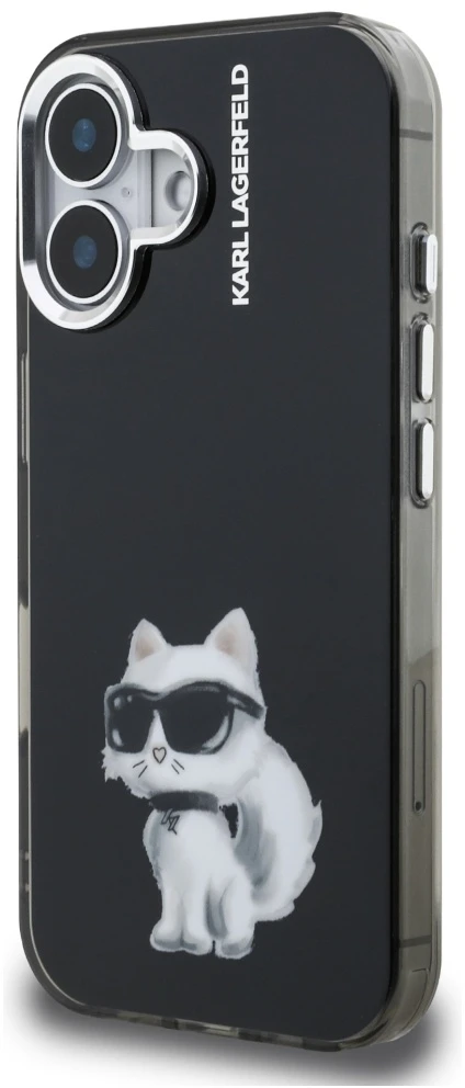 Karl Lagerfeld IML Aquarelle Choupette dėklas iPhone 16, juodas