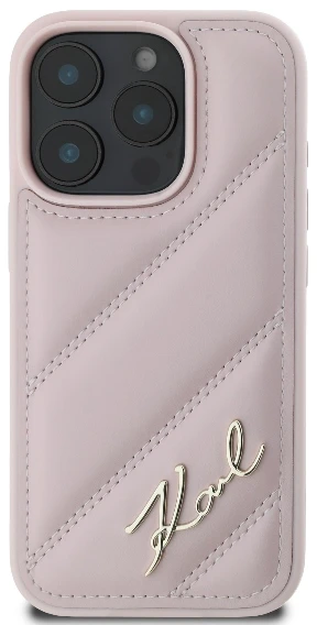 Karl Lagerfeld KLHCP16LPQDSMGP iPhone 16 Pro 6.3″ rožinės spalvos kietas dėklas Quilted Signature