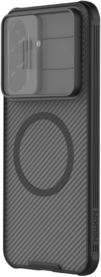 Nillkin CamShield PRO Magnetic Hard dėklas skirtas Samsung Galaxy A57 skaidrus juodos spalvos
