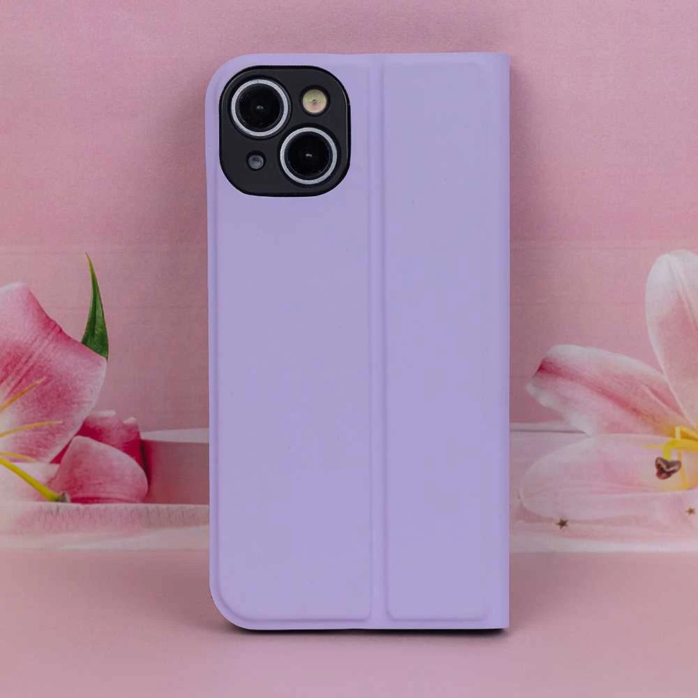 Telforceone Apsauginis minkštas dėklas knygutė iPhone 16 Plus 6,7, šviesiai violetinės spalvos