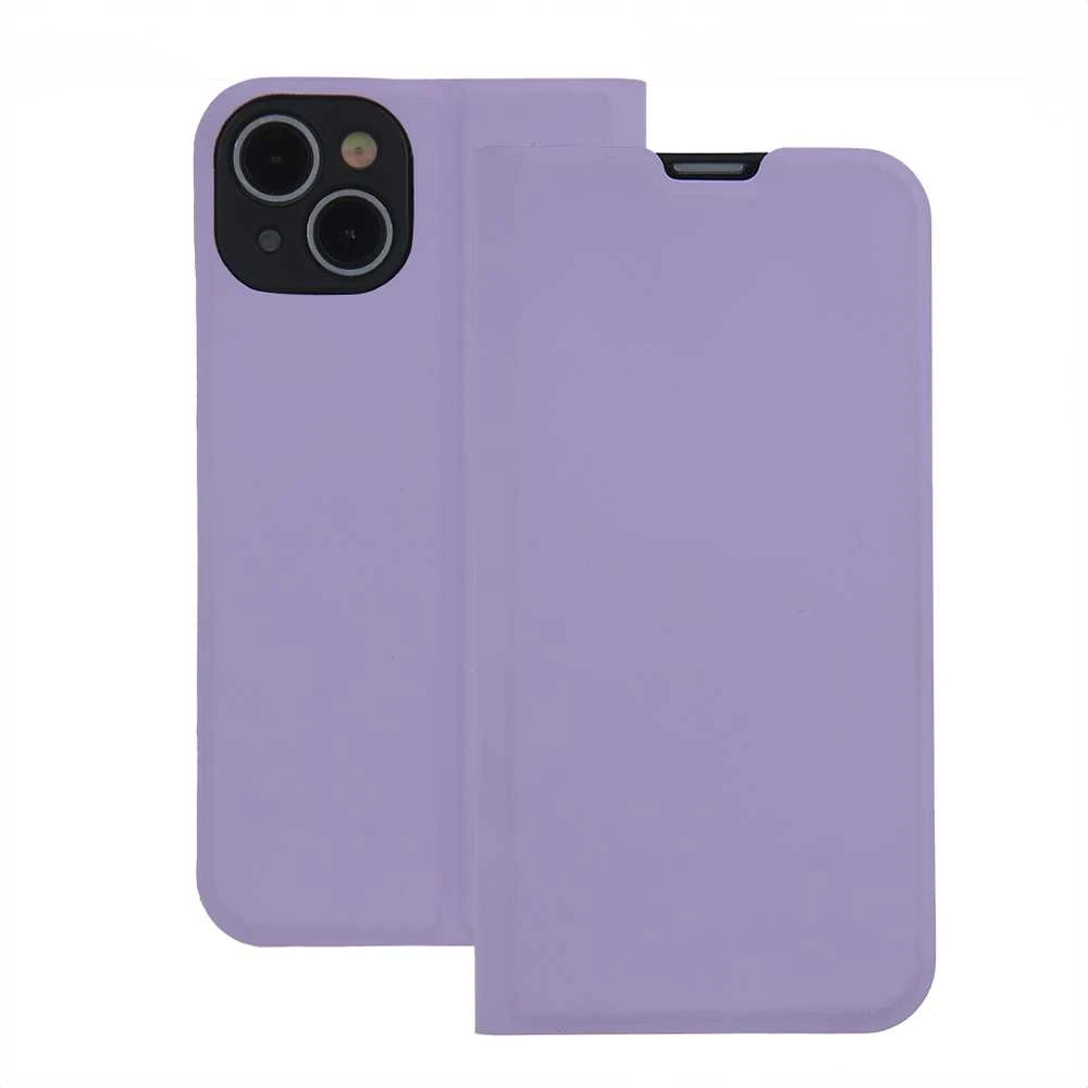 Telforceone Apsauginis minkštas dėklas knygutė iPhone 16 Plus 6,7, šviesiai violetinės spalvos