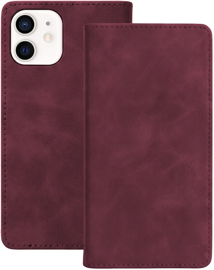TFO Išmanusis zomšos dėklas, skirtas „iPhone 12 / 12 Pro“, bordo spalvos