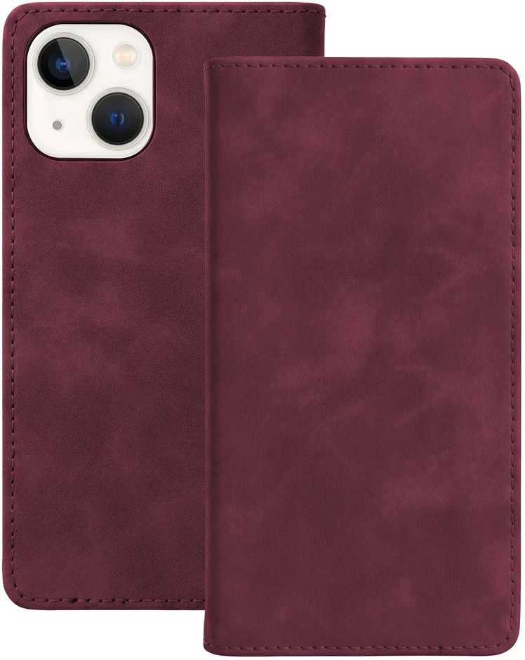 TFO Išmanusis zomšos dėklas, skirtas „iPhone 14“, bordo spalvos