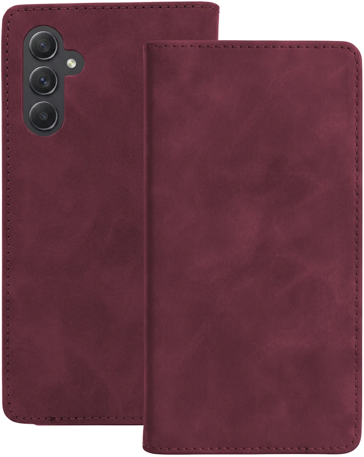 Išmanusis zomšos dėklas, skirtas „Samsung Galaxy A14 4G“, bordo spalvos