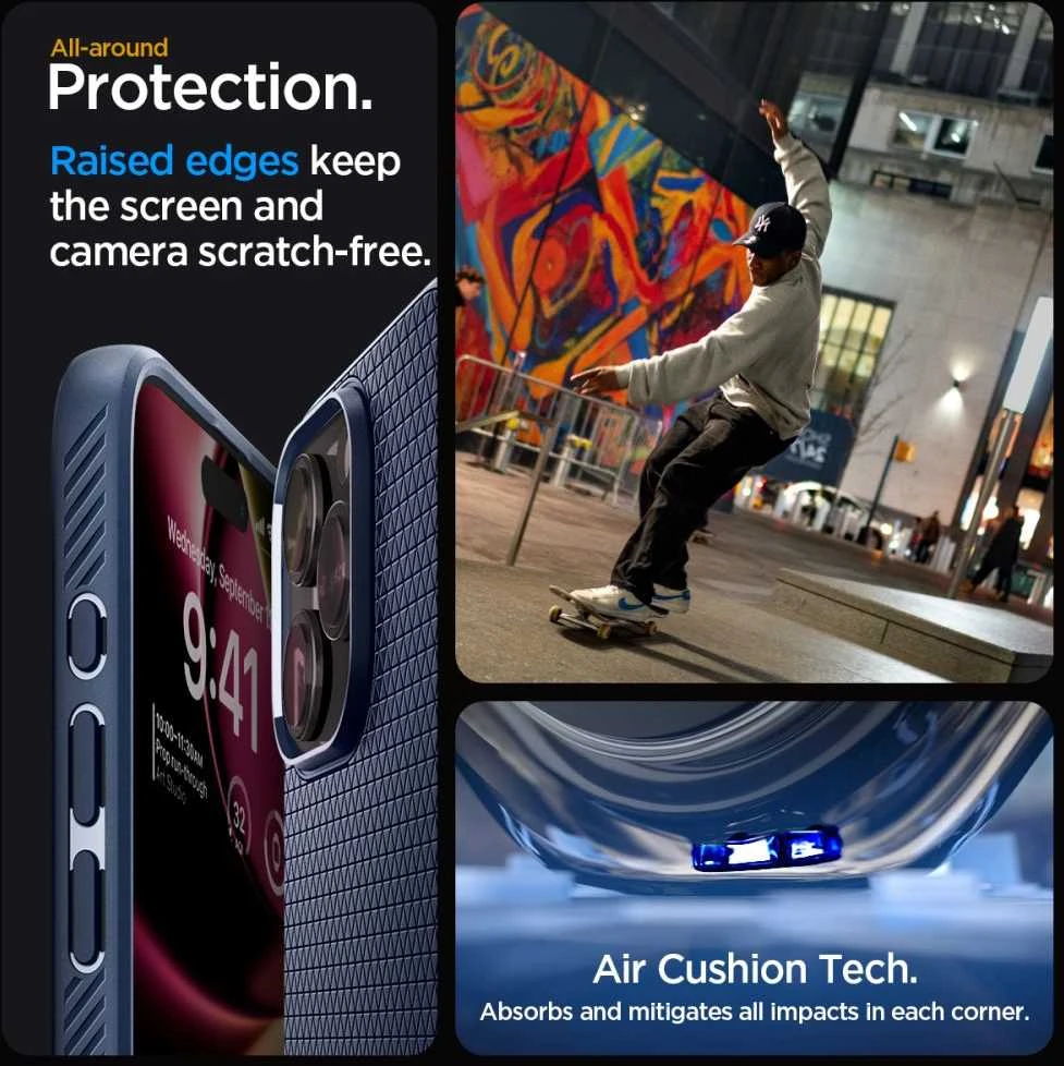 Dėklas SPIGEN LIQUID AIR IPHONE 15 PRO MAX NAVY Mėlynas