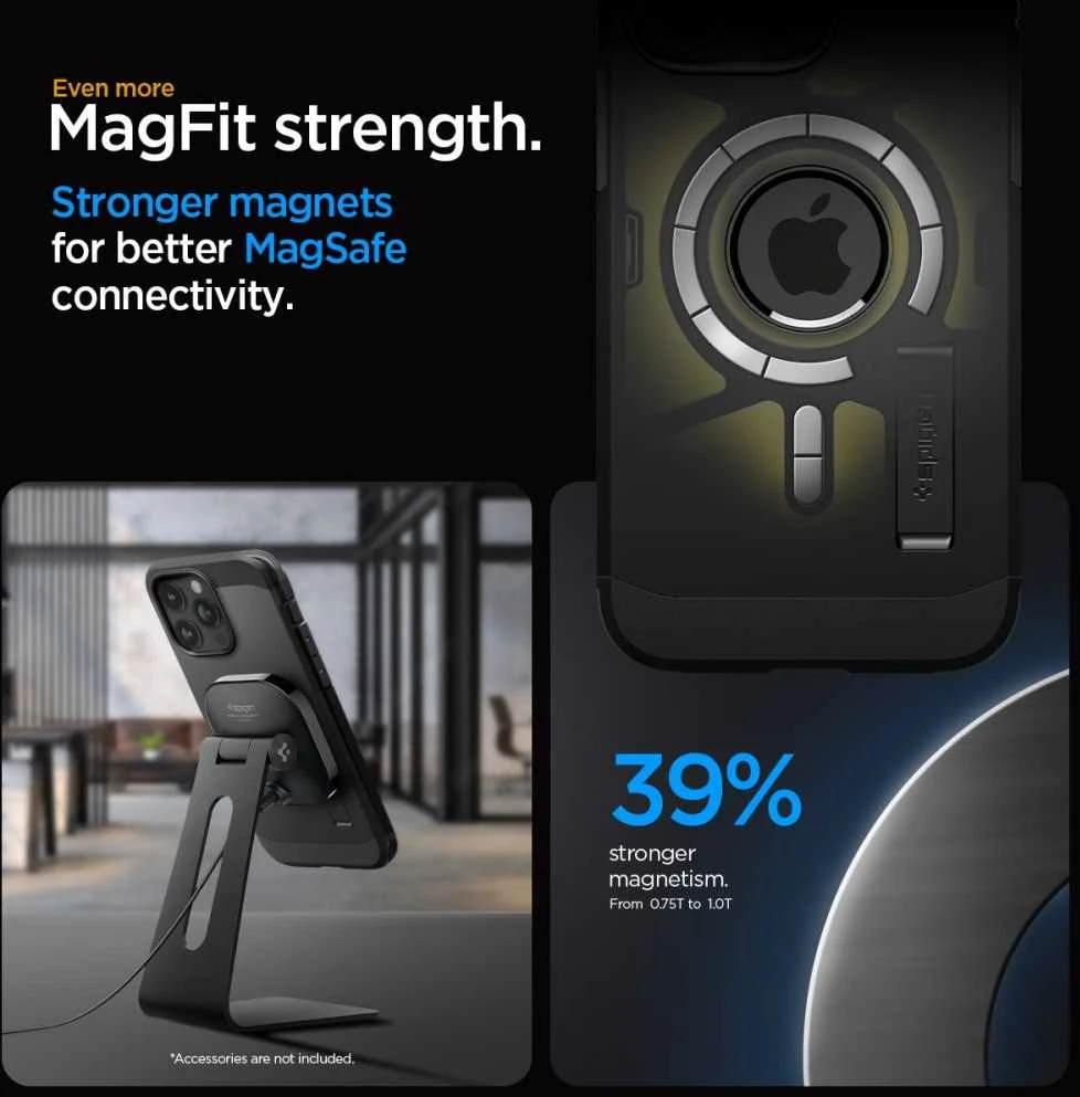 Spigen Tough Armor (MagFit) dėklas skirtas Apple iPhone 15 Pro Max, spalva - Juoda