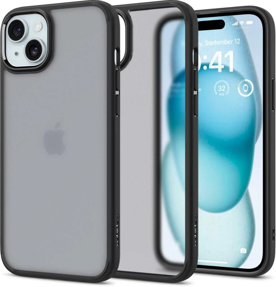 Spigen Ultra Hybrid Matte dėklas skirtas Apple iPhone 15, spalva - Frost Black