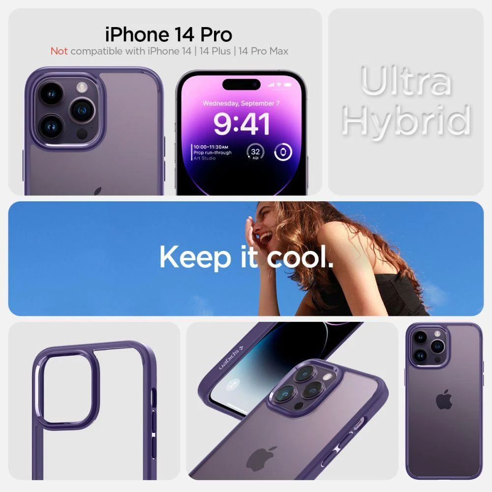 Spigen Ultra Hybrid dėklas skirtas Apple iPhone 14 Pro, spalva - Deep Purple
