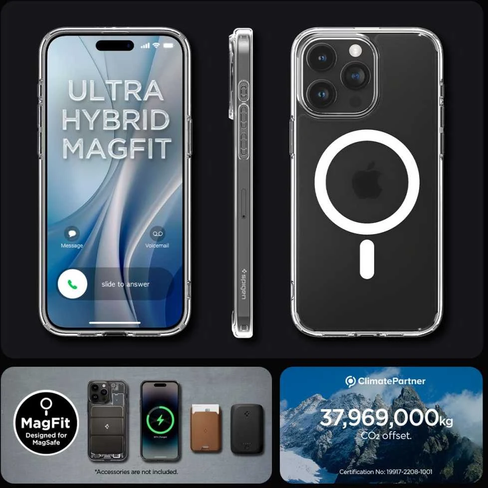 Spigen Ultra Hybrid (MagFit) dėklas skirtas Apple iPhone 15 Pro, spalva - Frost Clear